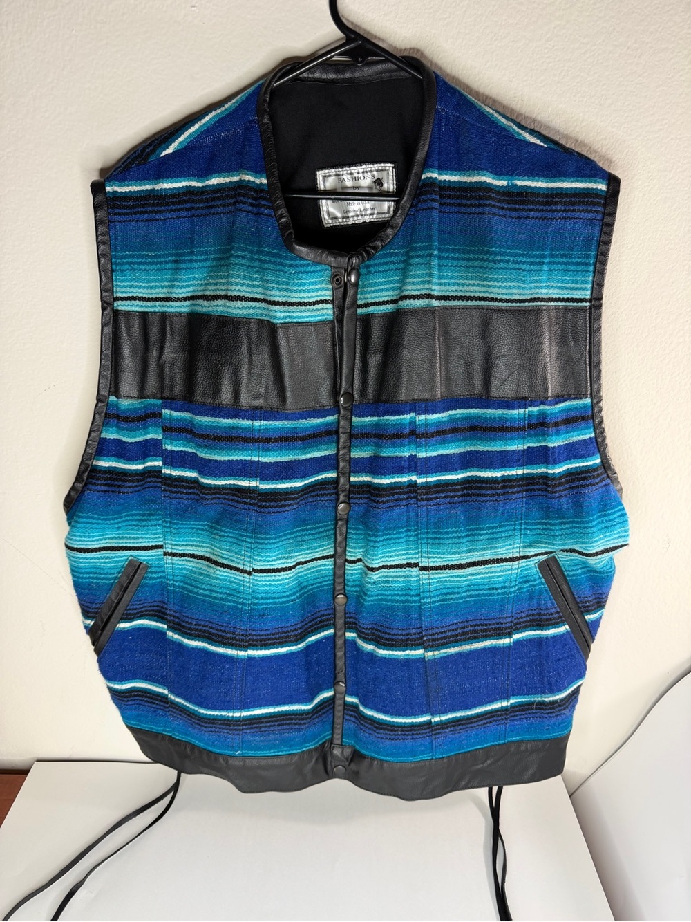 Espinoza's Leather Co Motorcycle Vest Mens Size XXL Stripes Leather Made In USA